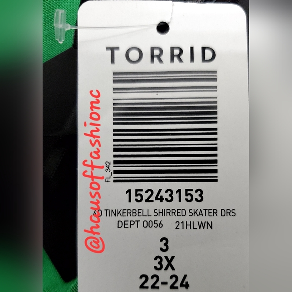 TORRID Disney Tinkerbell Shirred Skater Dress! NWT! - Picture 7 of 7
